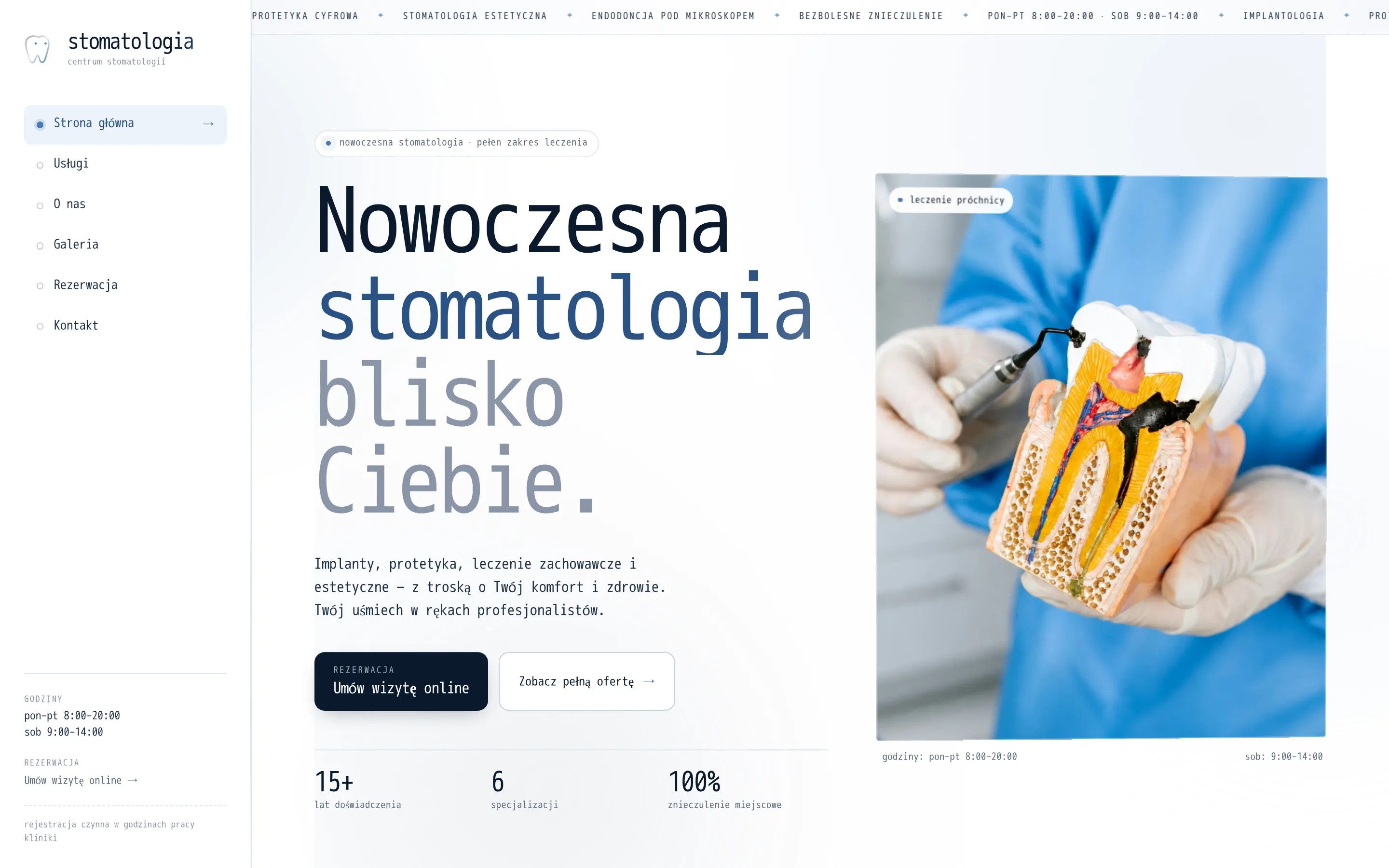 Zrzut ekranu strony Centrum Stomatologii