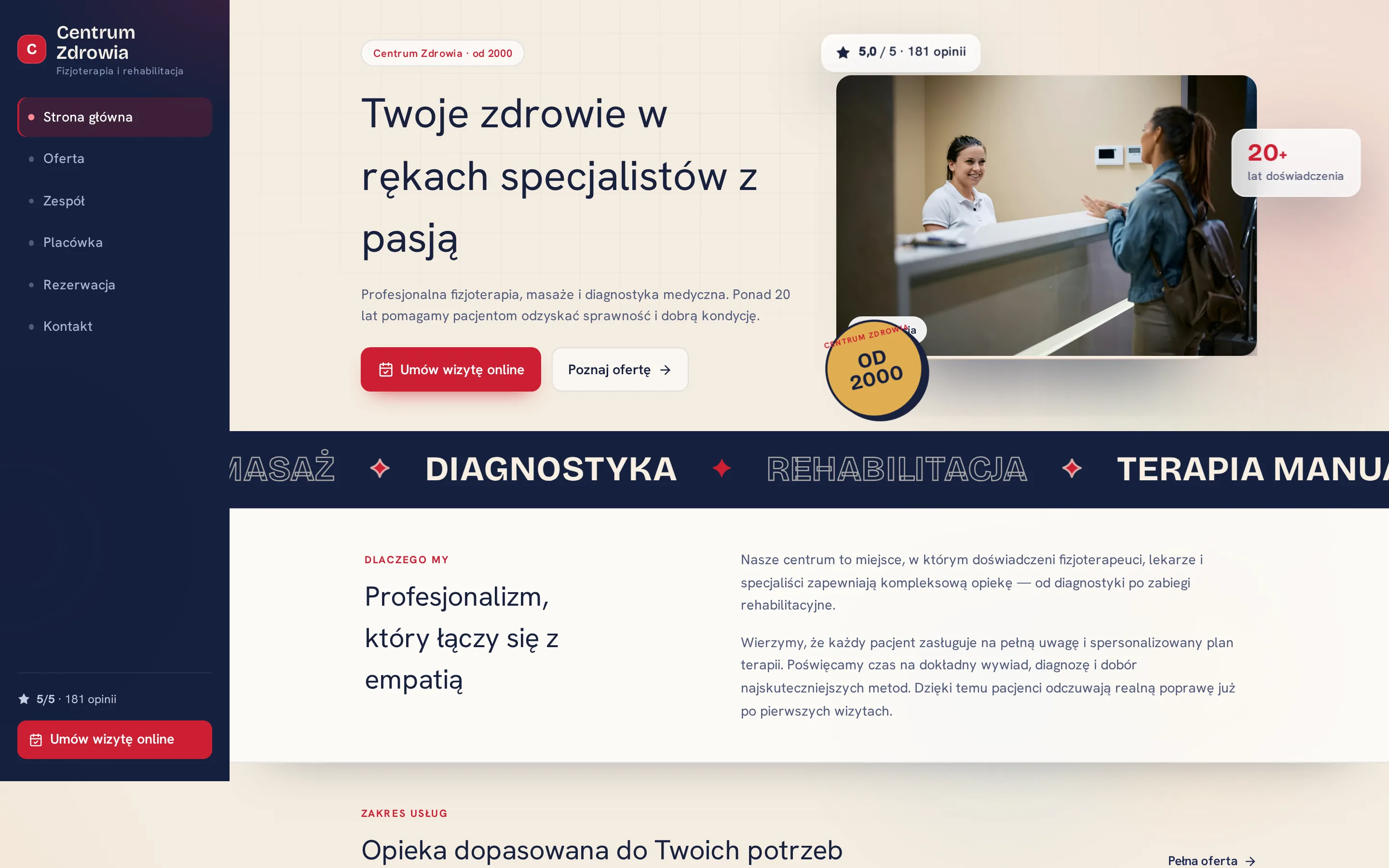 Zrzut ekranu strony Centrum Zdrowia
