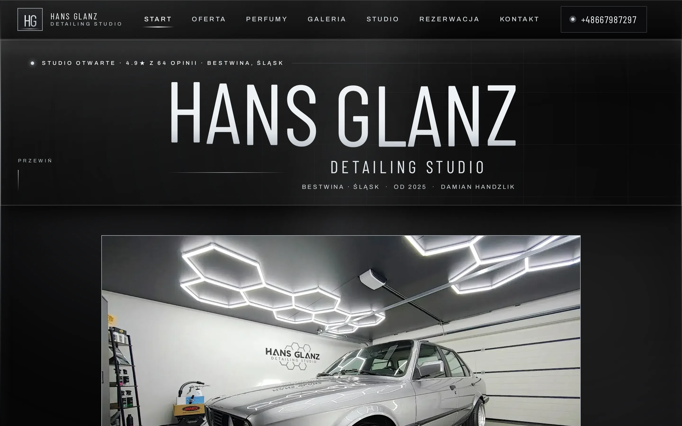 Zrzut ekranu strony Hans Glanz Detailing Studio