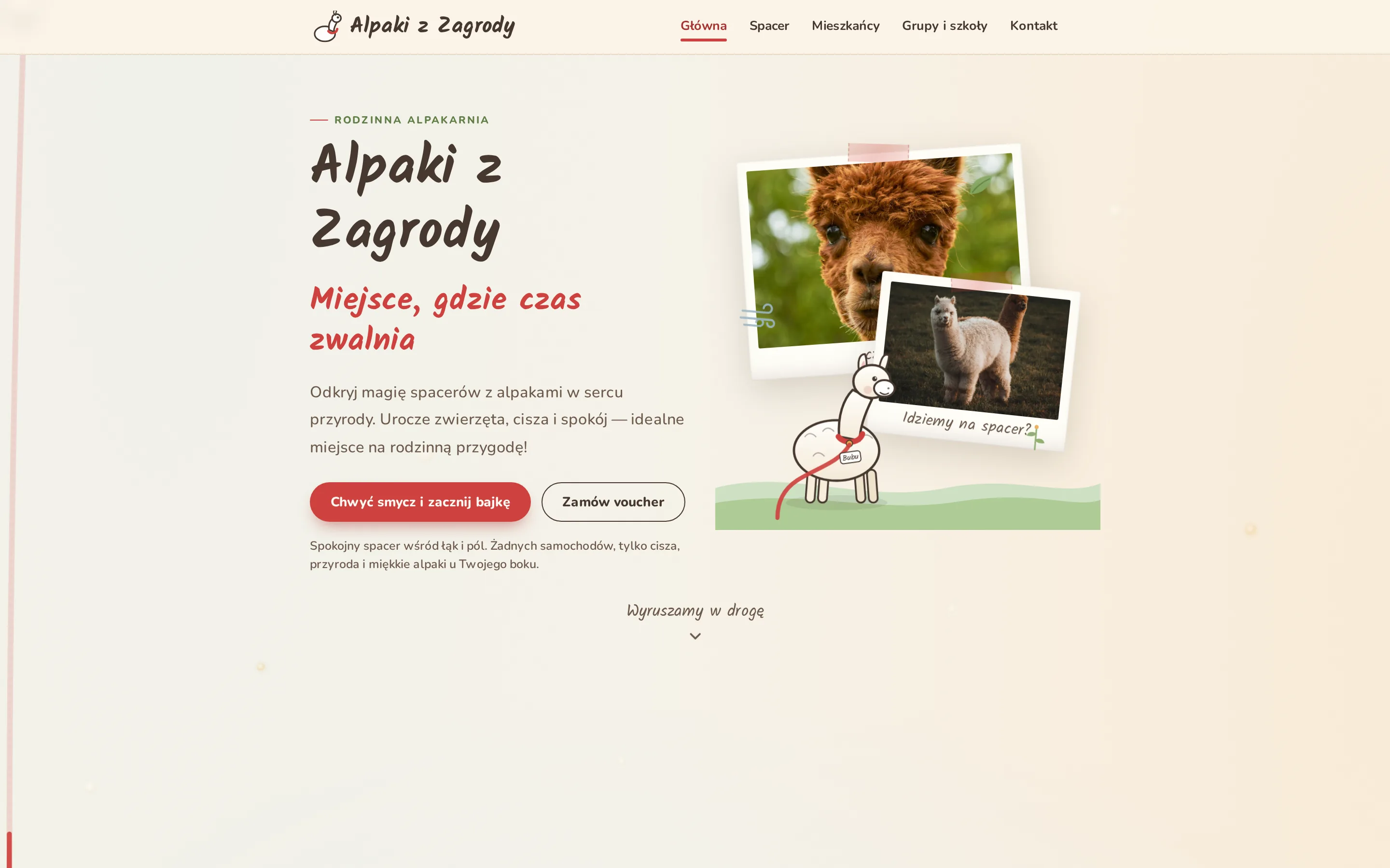 Zrzut ekranu strony Alpaki z Zagrody