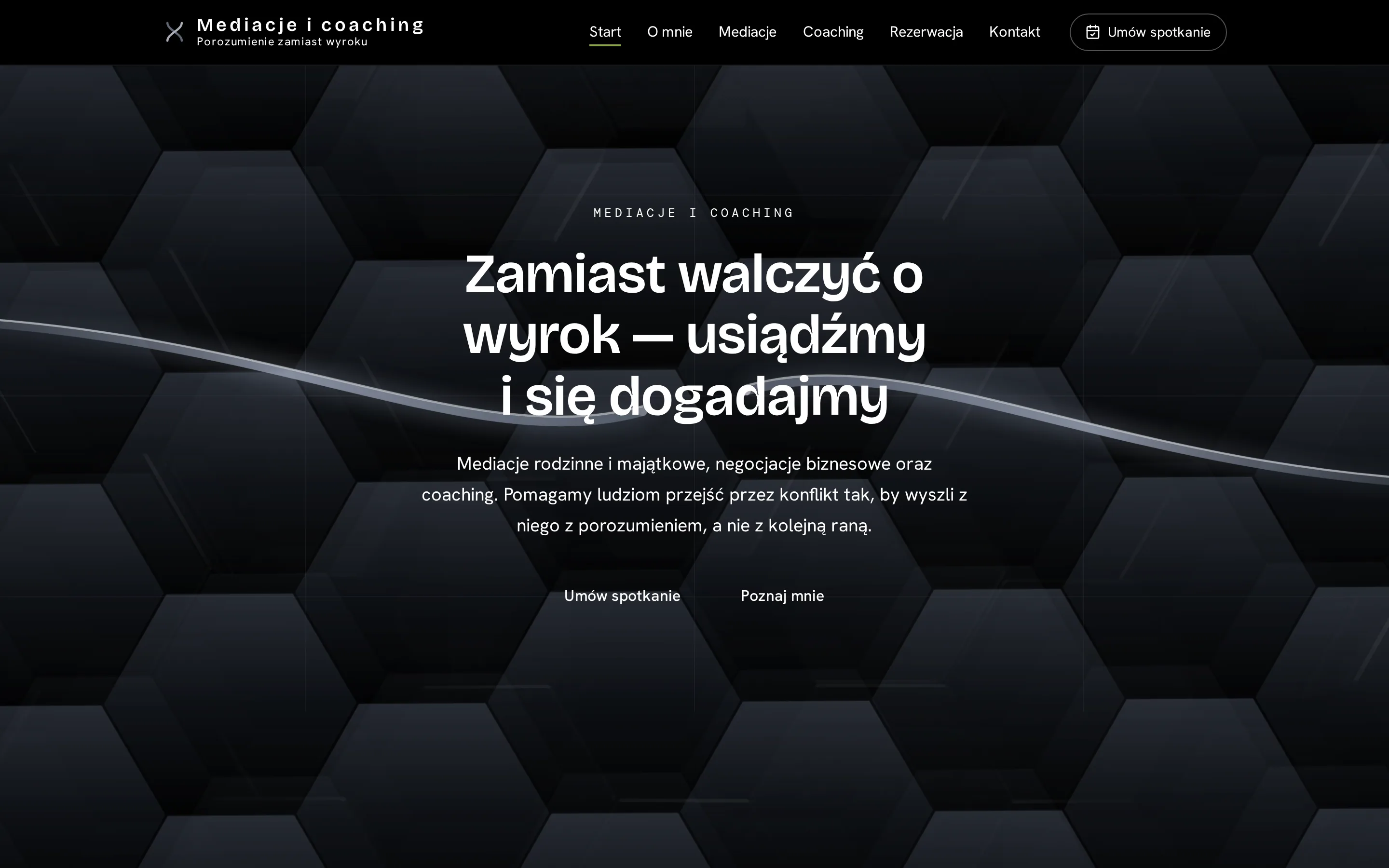 Zrzut ekranu strony Mediacje i coaching