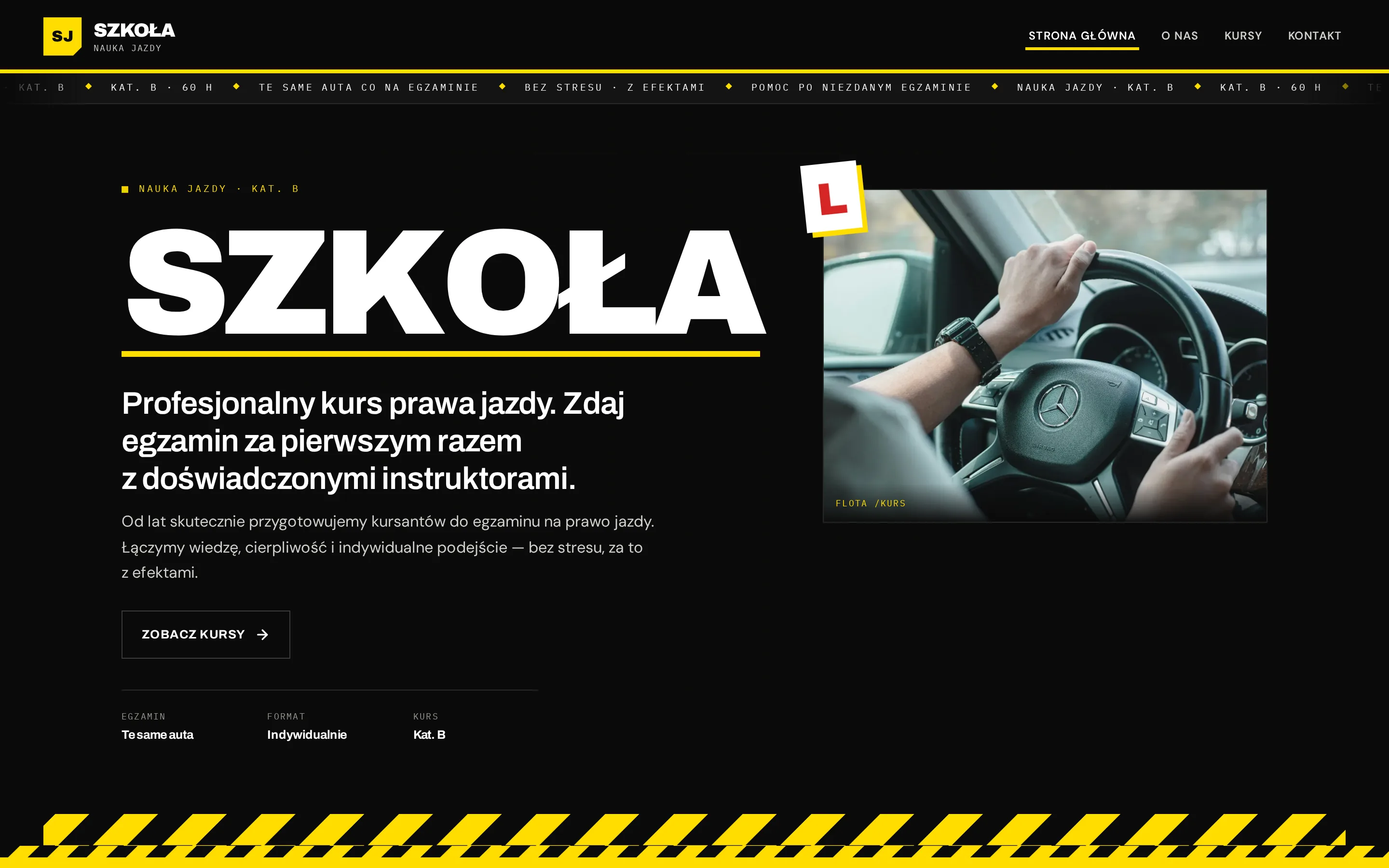 Zrzut ekranu strony SJ Szkoła Jazdy
