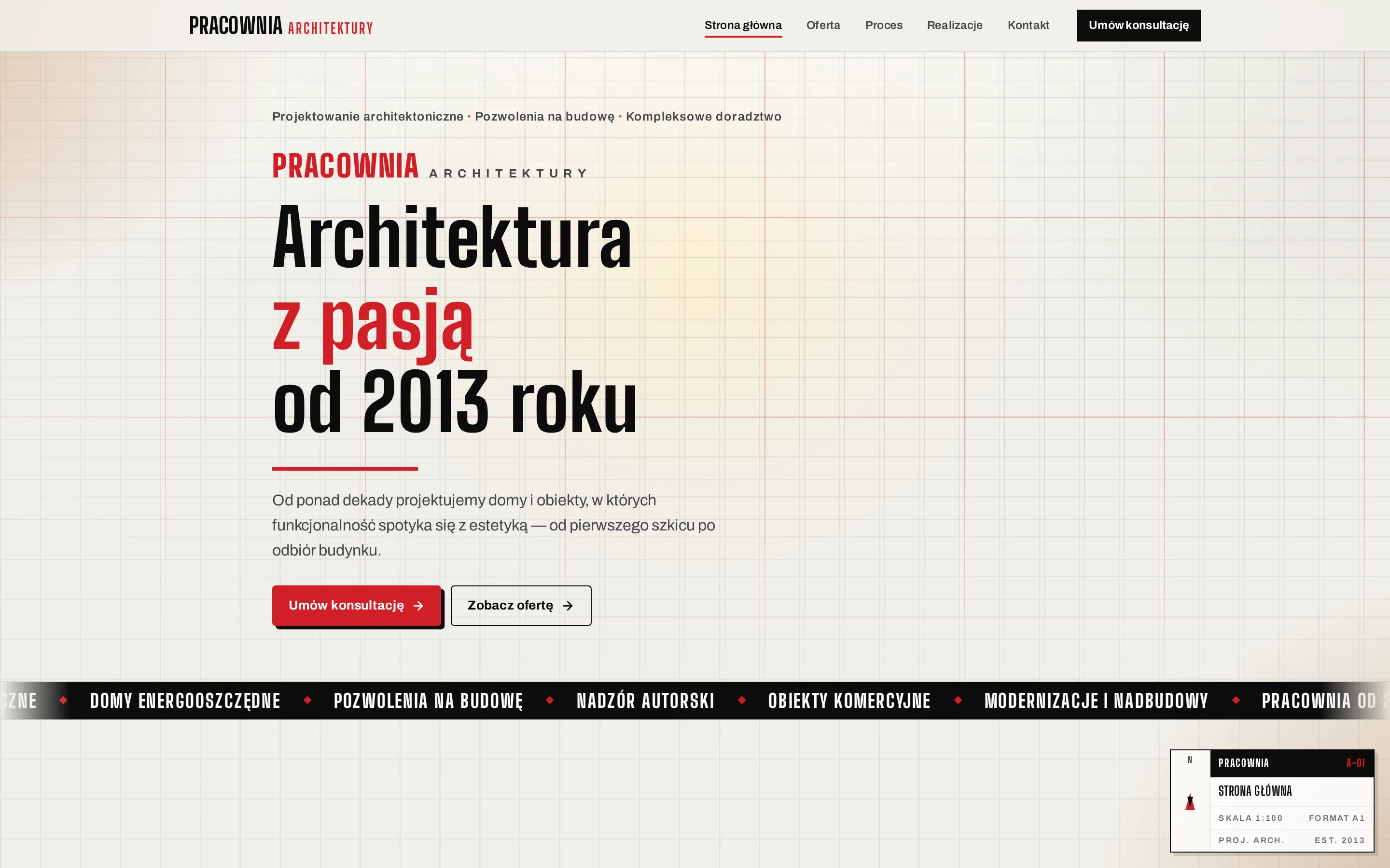Zrzut ekranu strony Pracownia Architektury