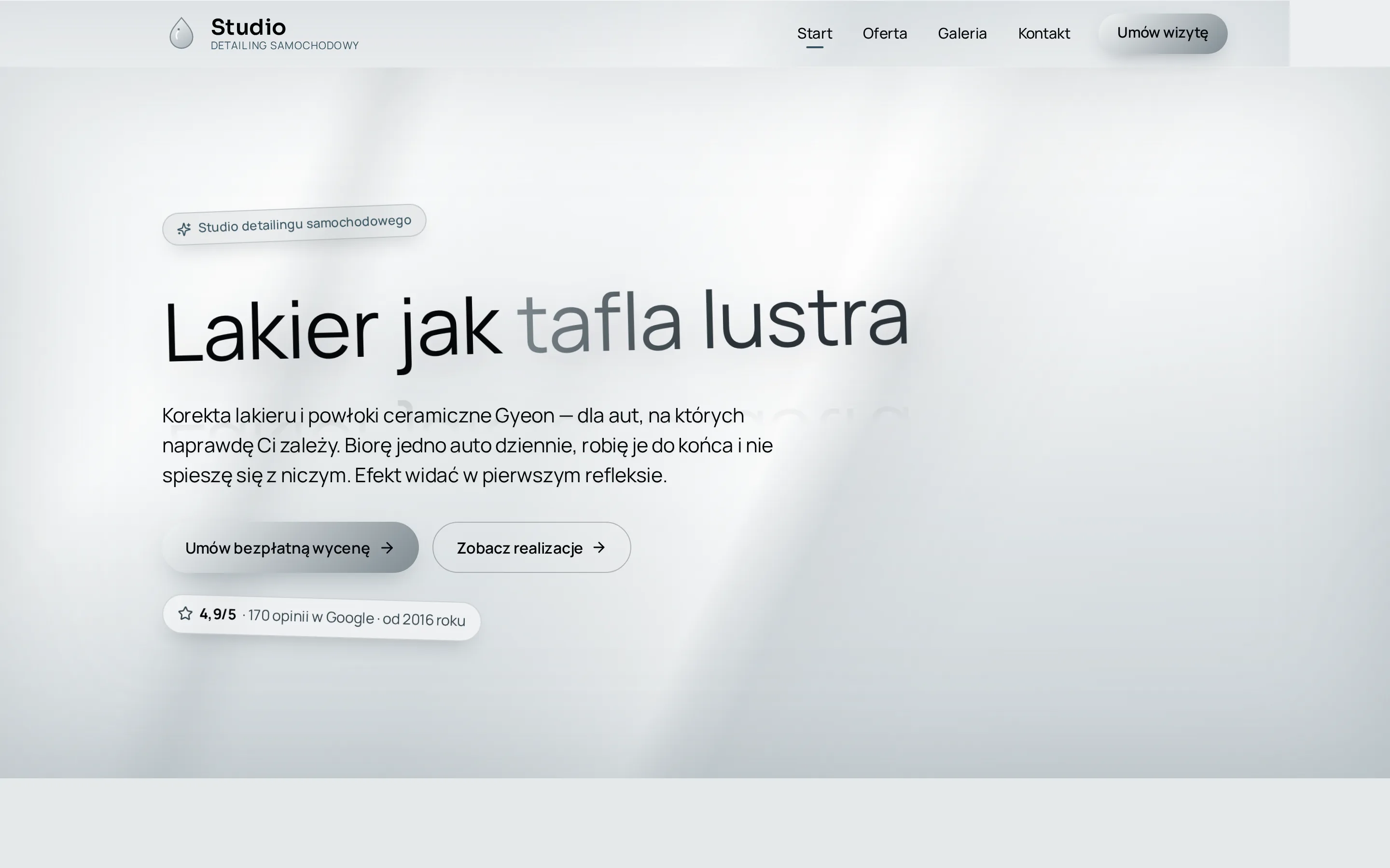 Zrzut ekranu strony Studio Detailingu