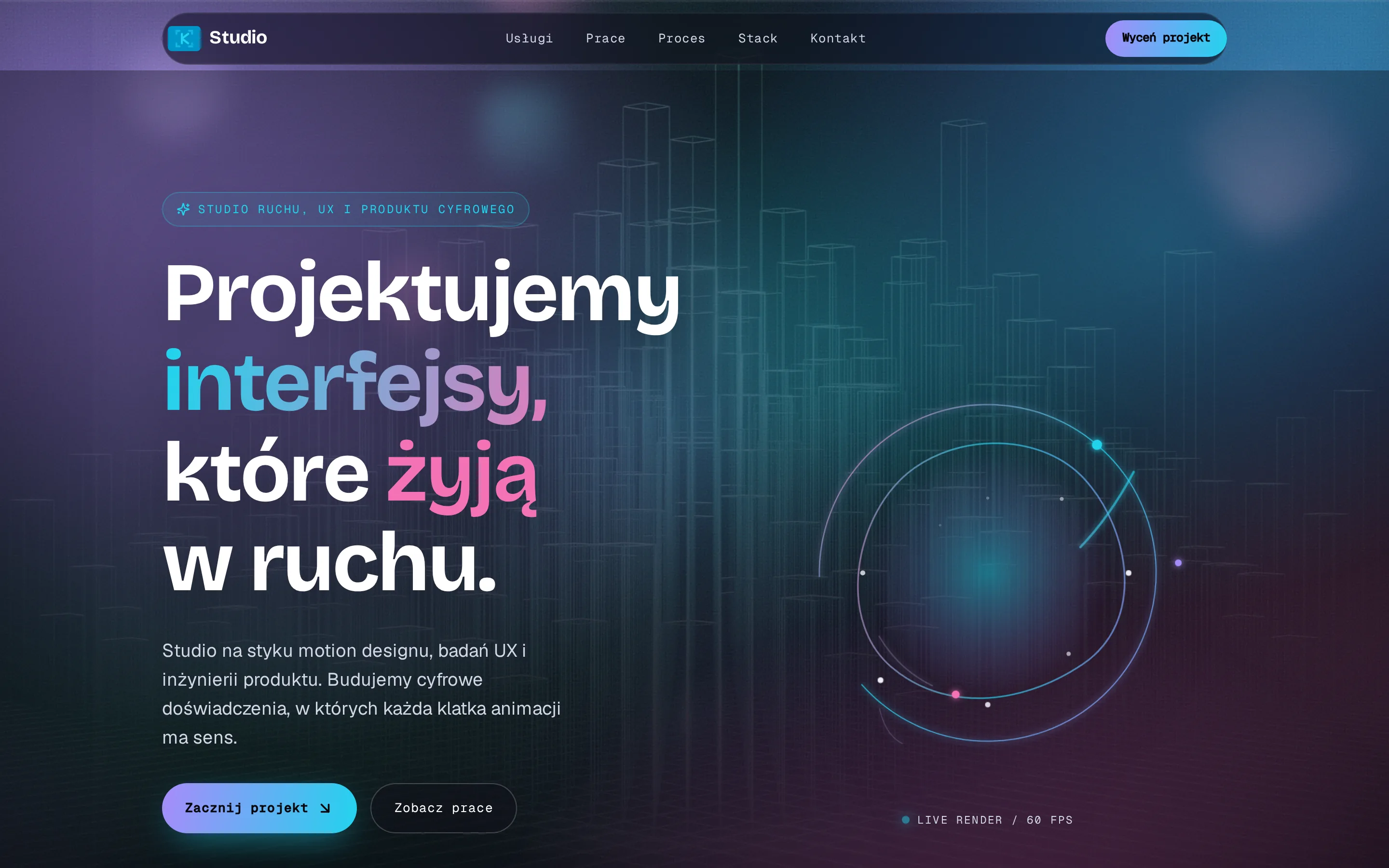 Zrzut ekranu strony Studio