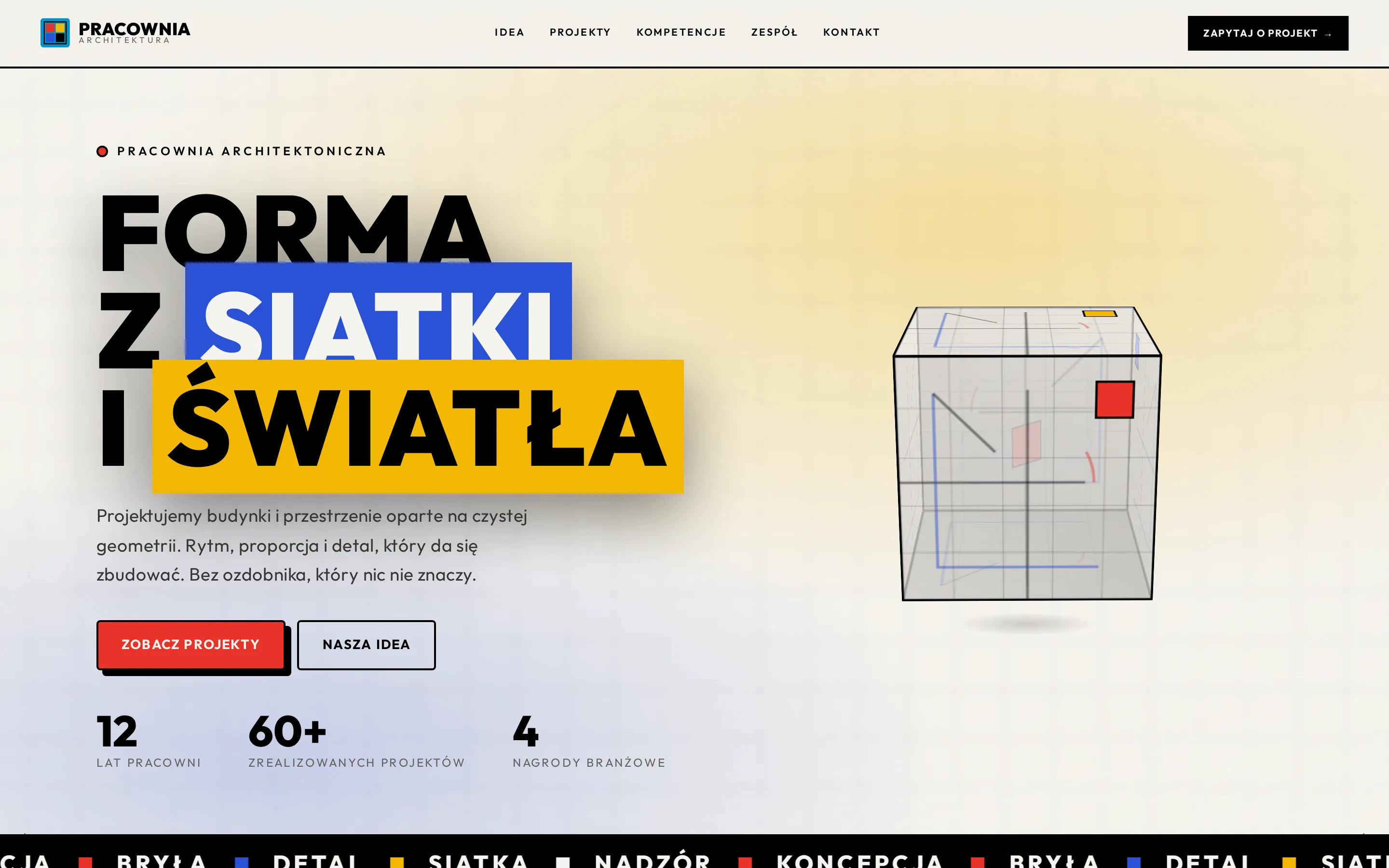Zrzut ekranu strony B-ARCHITEKT
