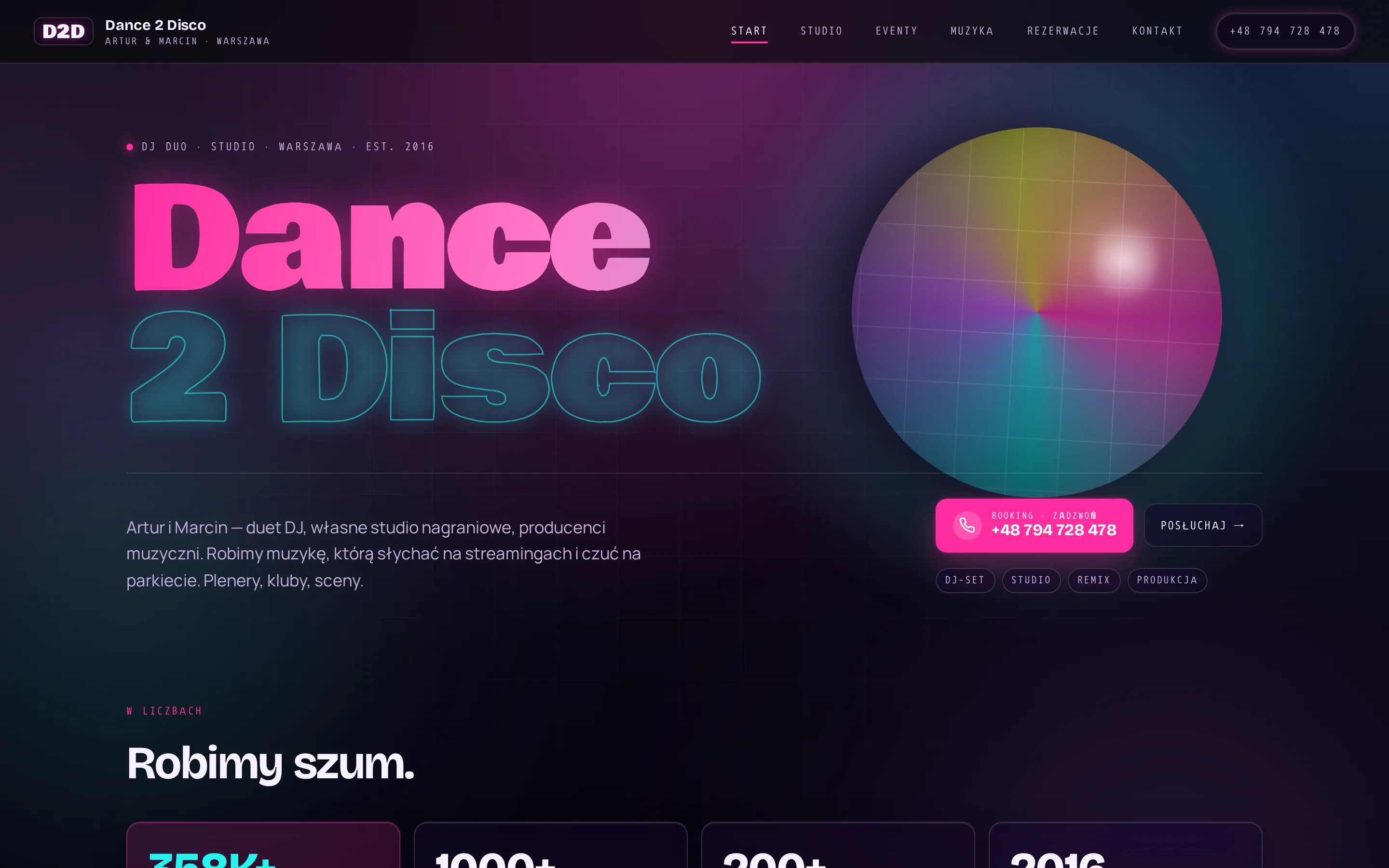 Zrzut ekranu strony Dance 2 Disco