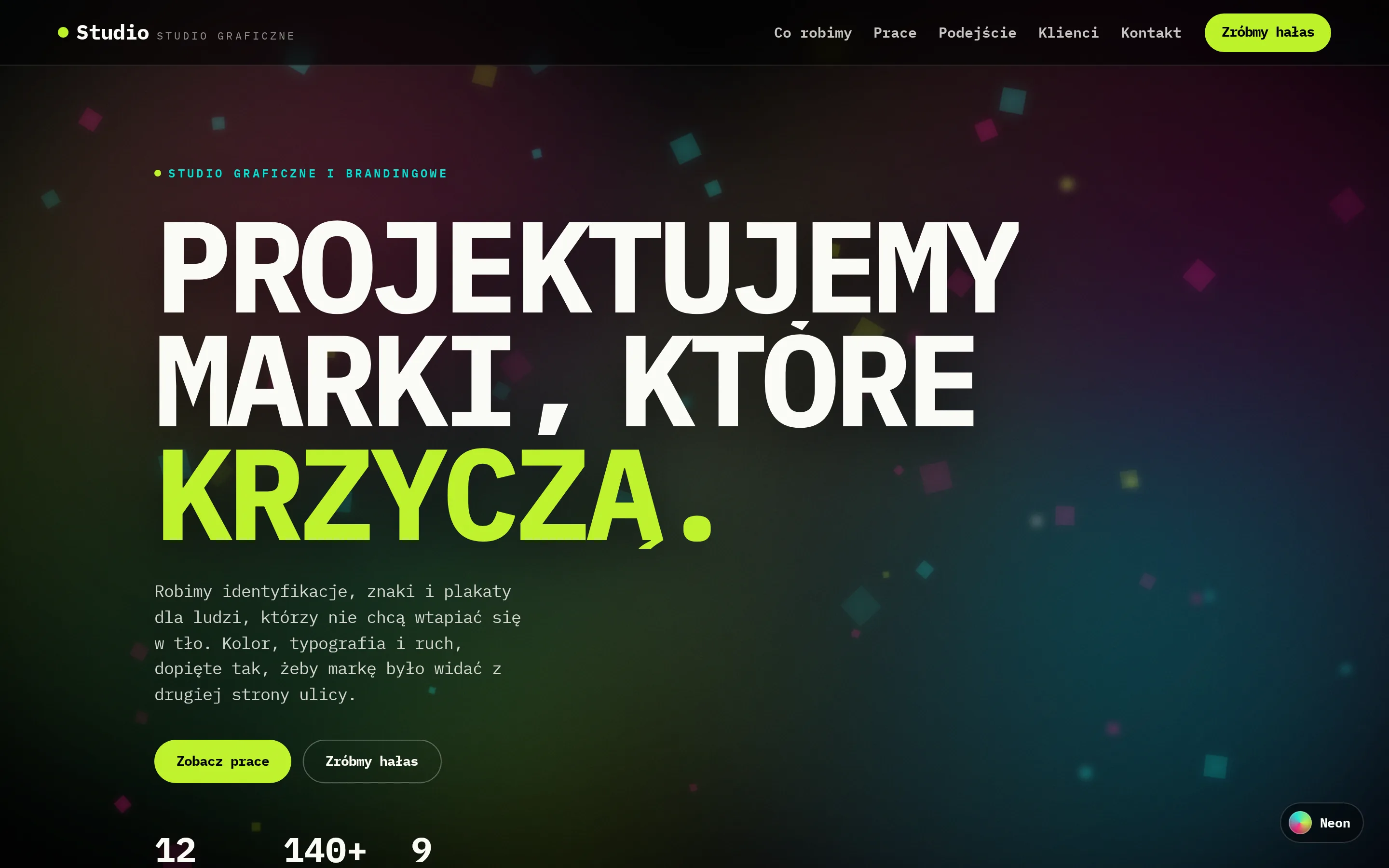 Zrzut ekranu strony Studio