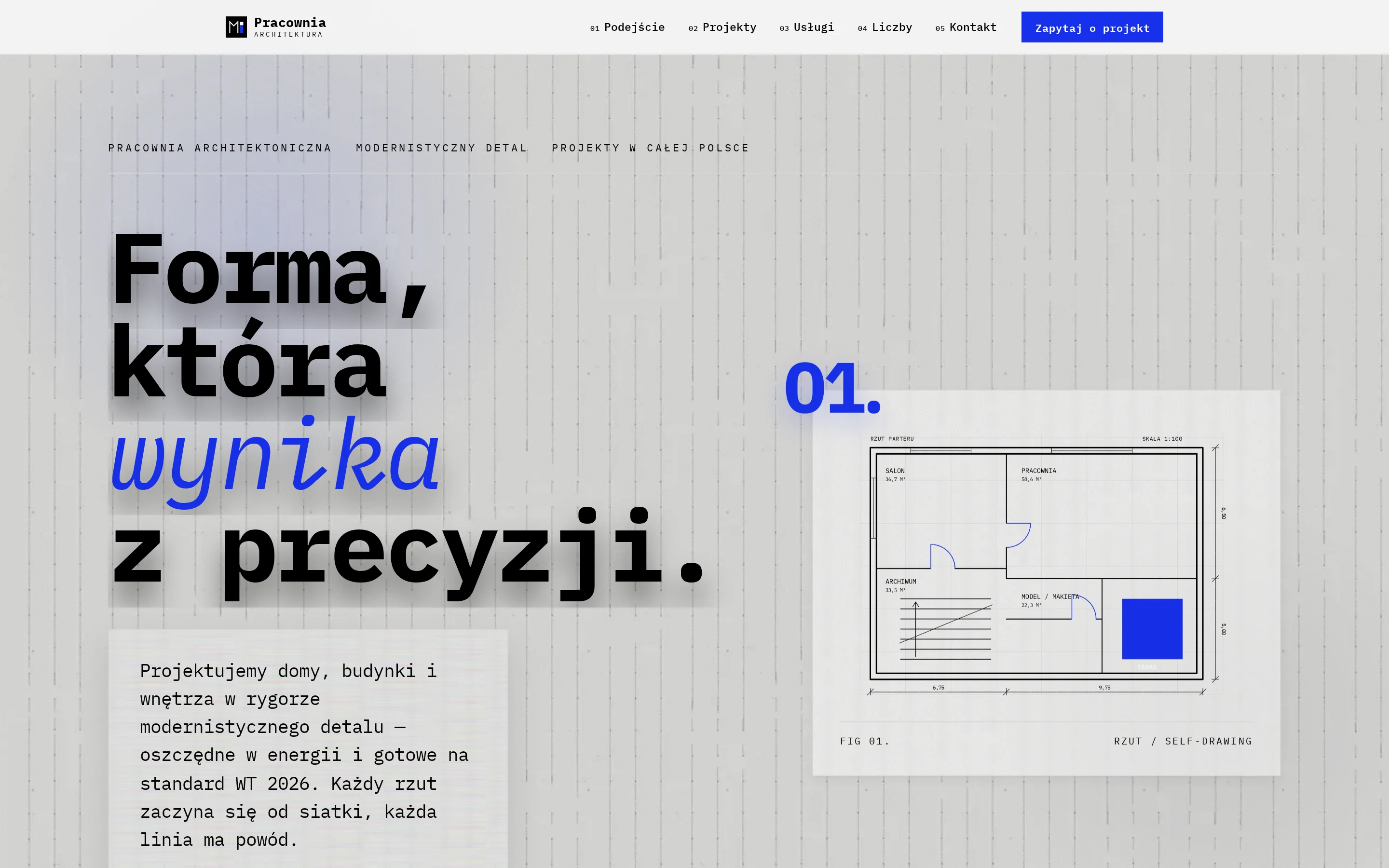 Zrzut ekranu strony Pracownia Architektoniczna