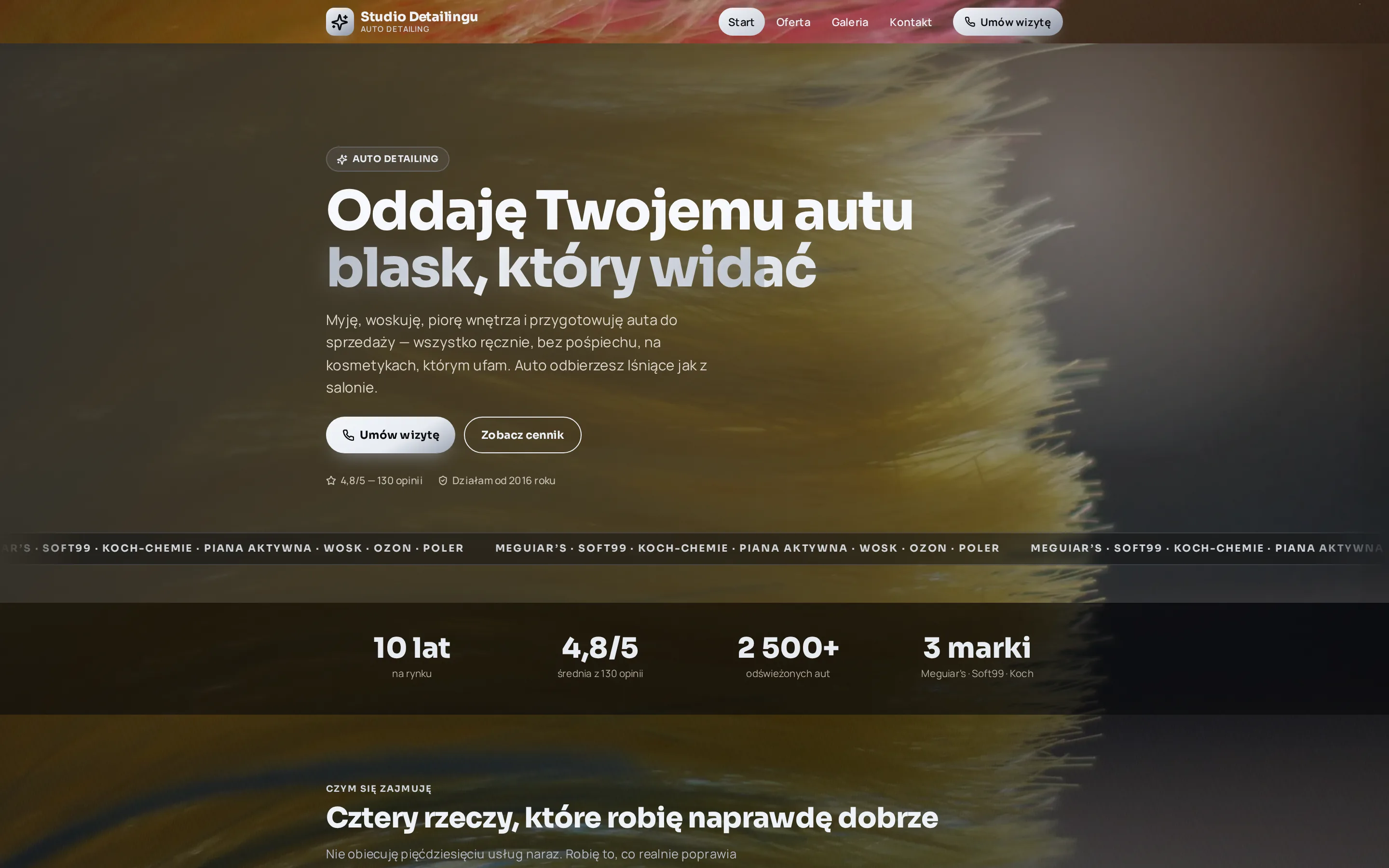 Zrzut ekranu strony Studio Detailingu
