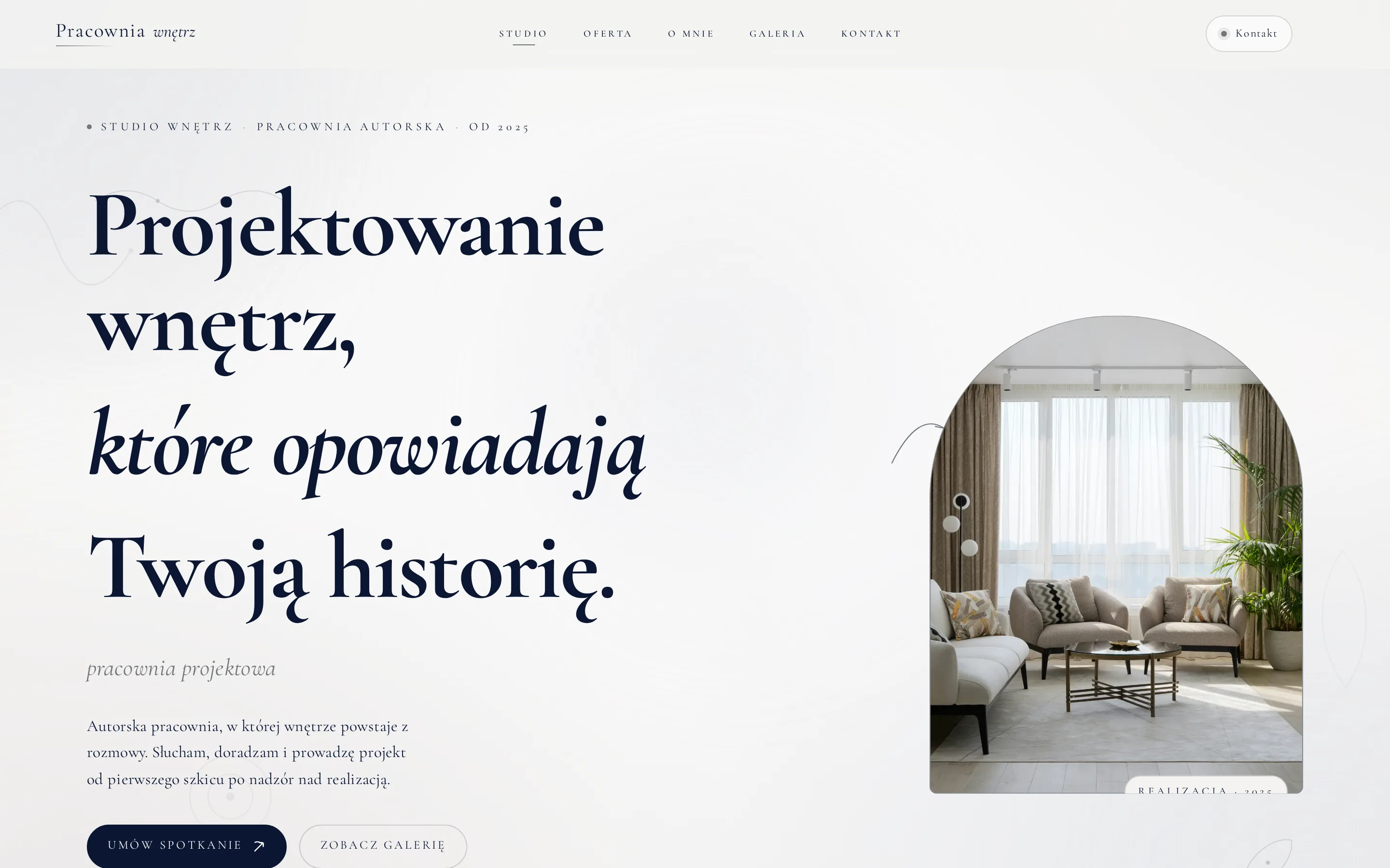 Zrzut ekranu strony Pracownia wnętrz STUDIO