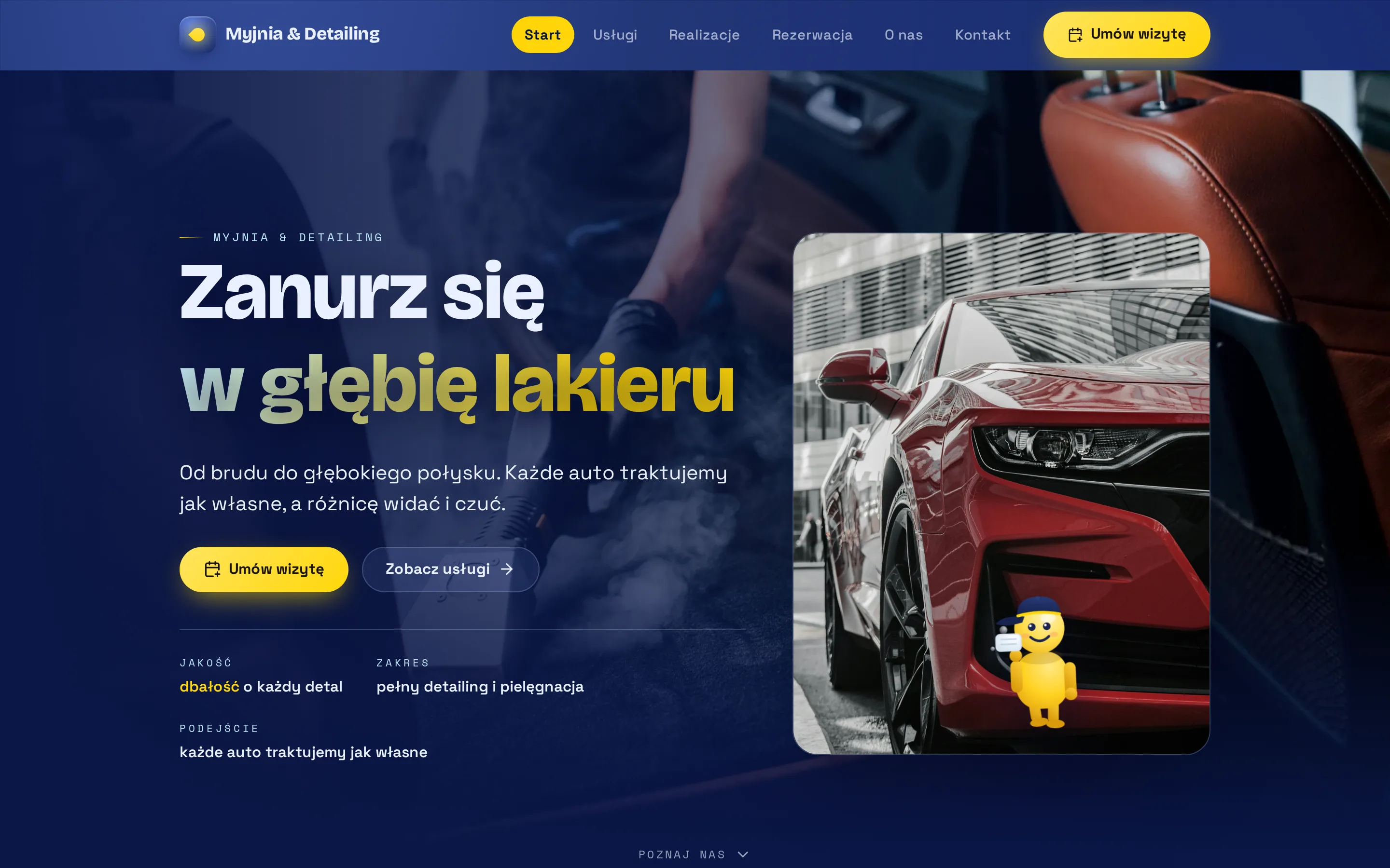 Zrzut ekranu strony Myjnia & Detailing