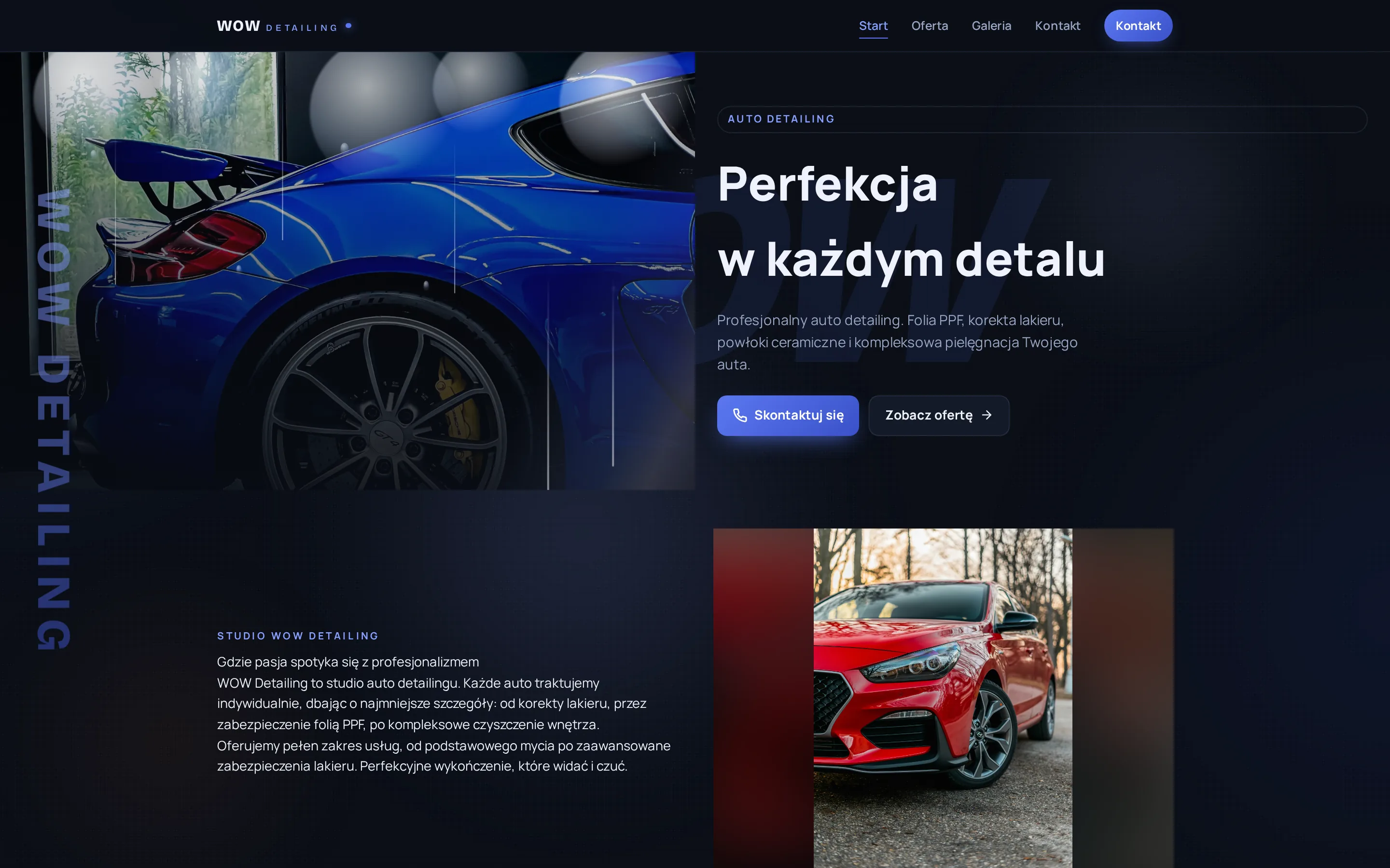 Zrzut ekranu strony WOW Detailing