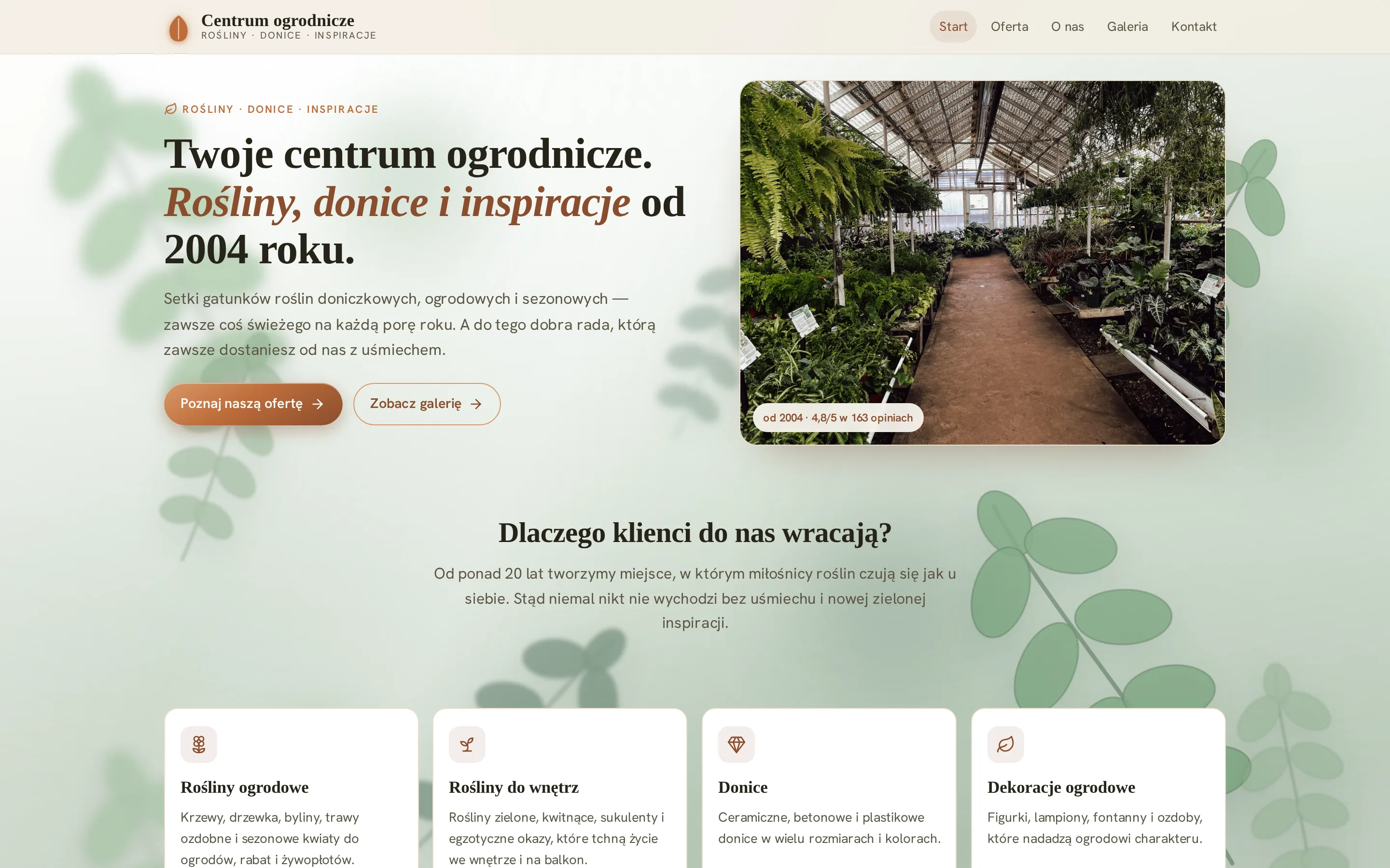 Zrzut ekranu strony Centrum ogrodnicze