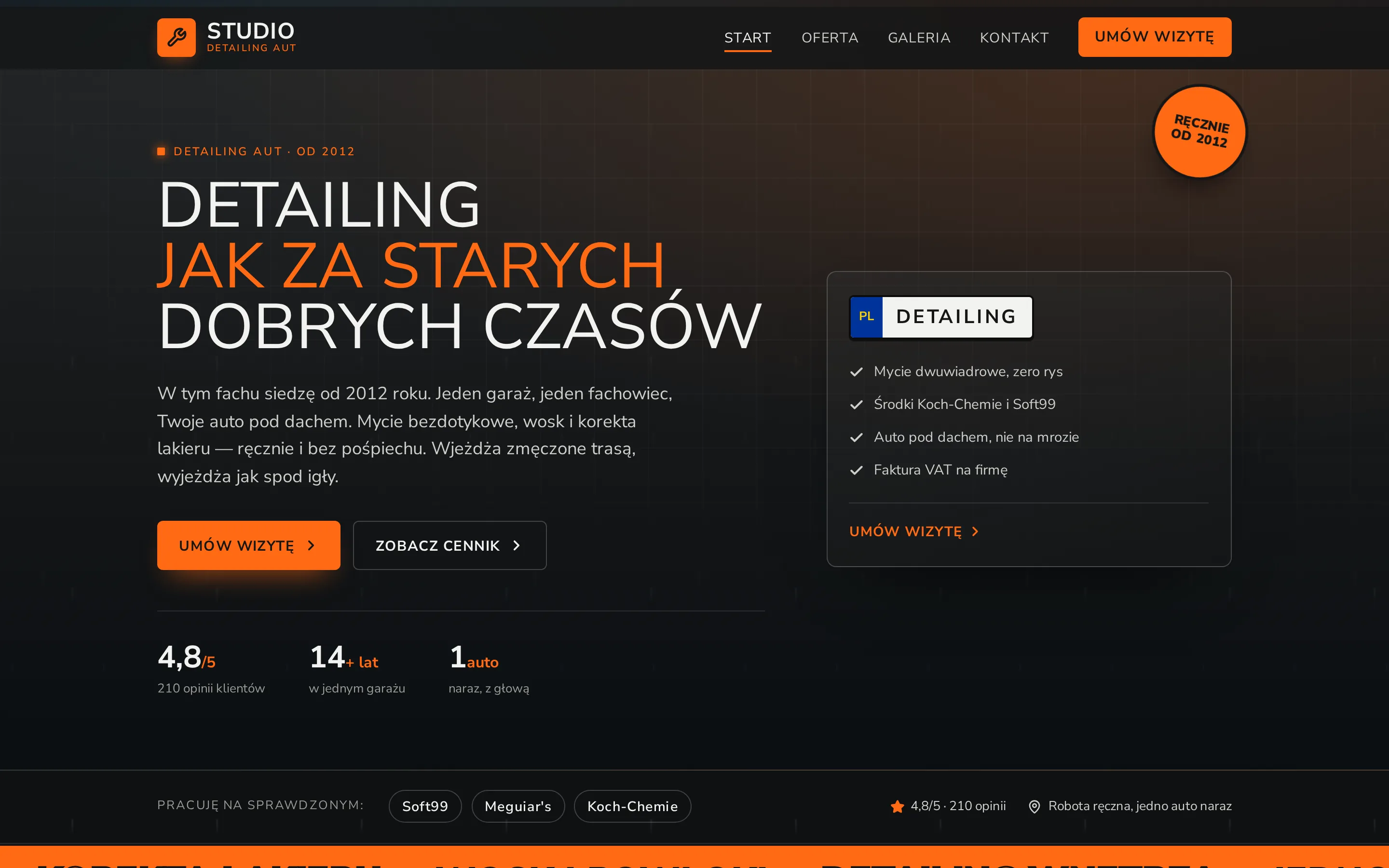 Zrzut ekranu strony Garaż Detailing