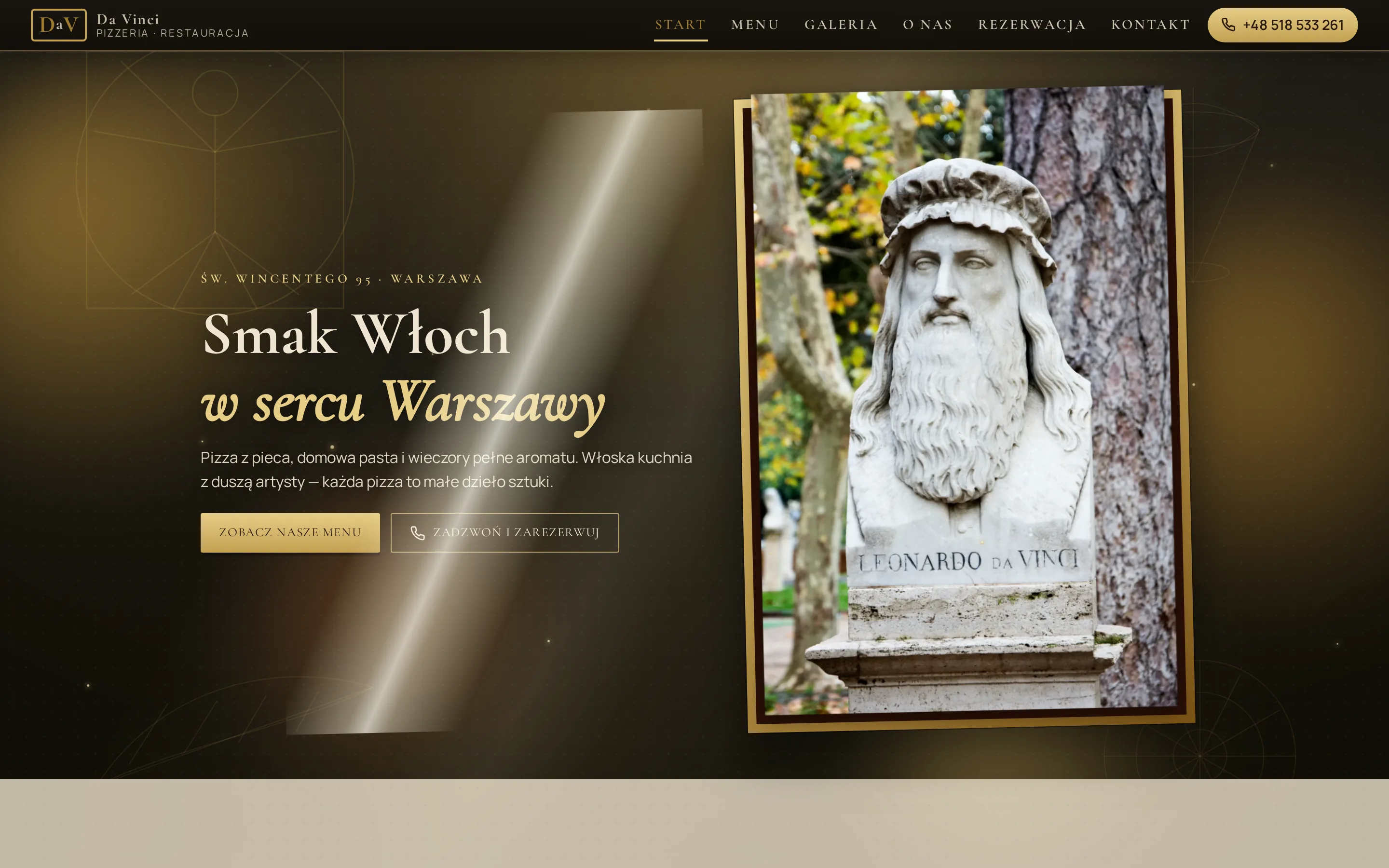 Zrzut ekranu strony Da Vinci