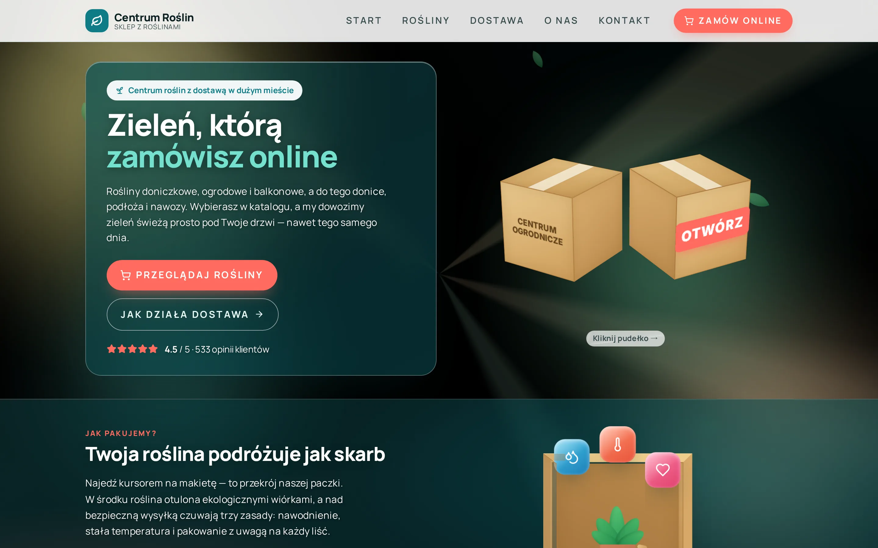 Zrzut ekranu strony Centrum Roślin