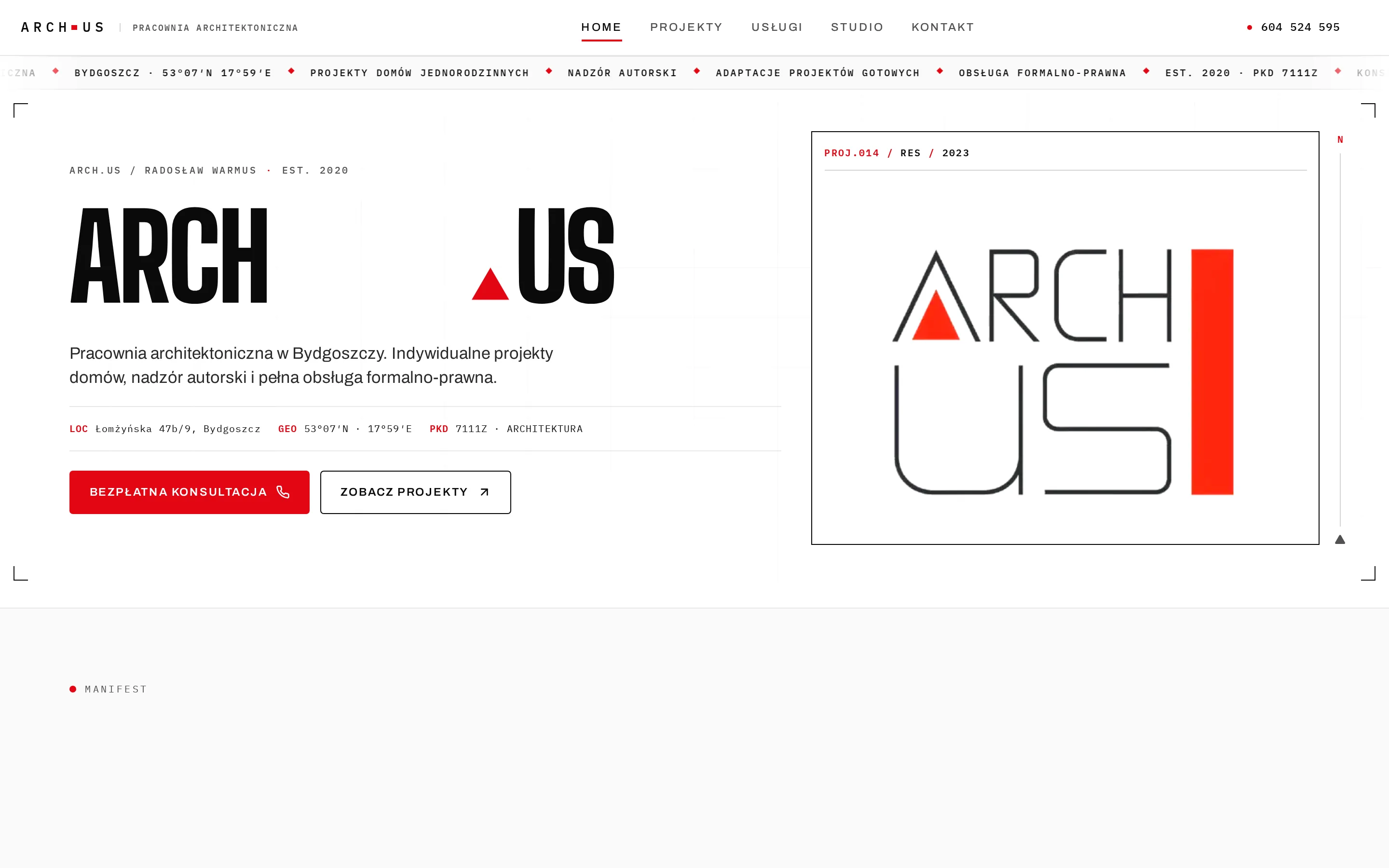 Zrzut ekranu strony Arch.US Radosław Warmus