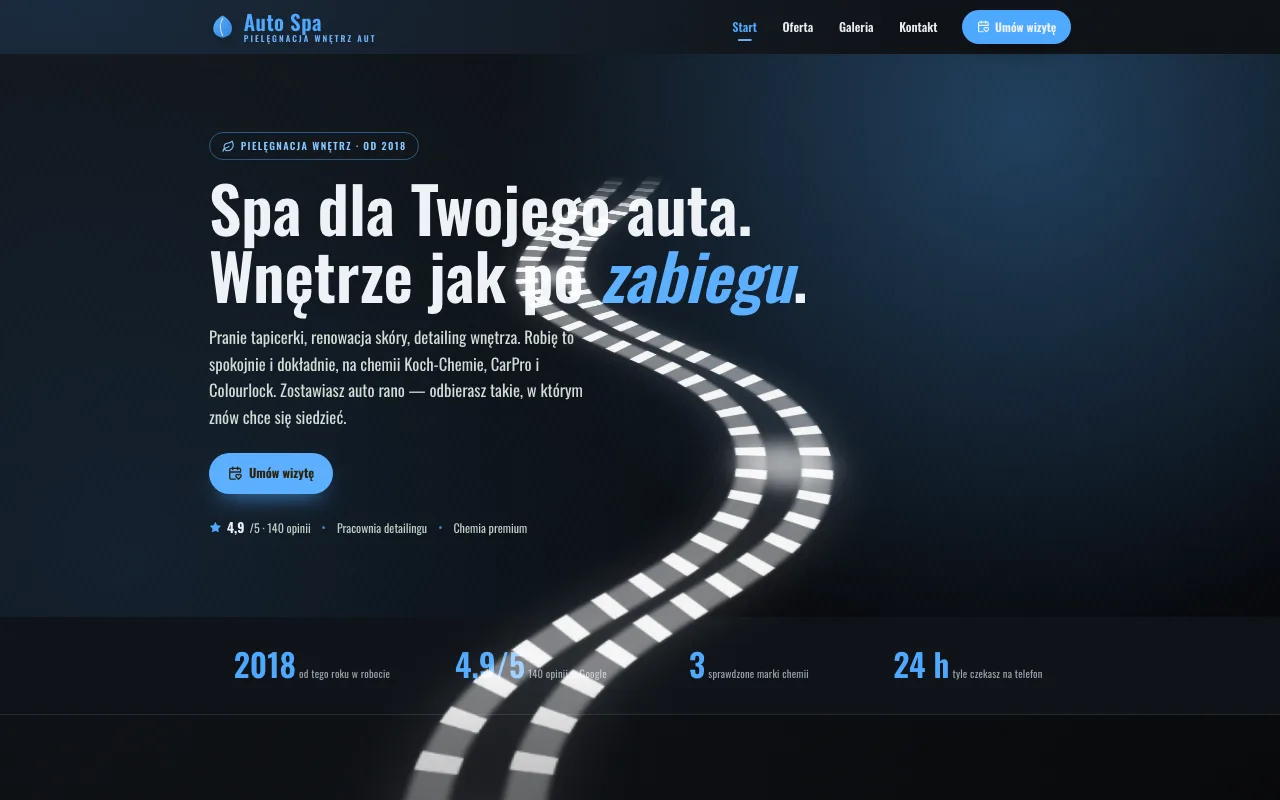 Strona detailingowa Auto Spa, pielęgnacja wnętrz