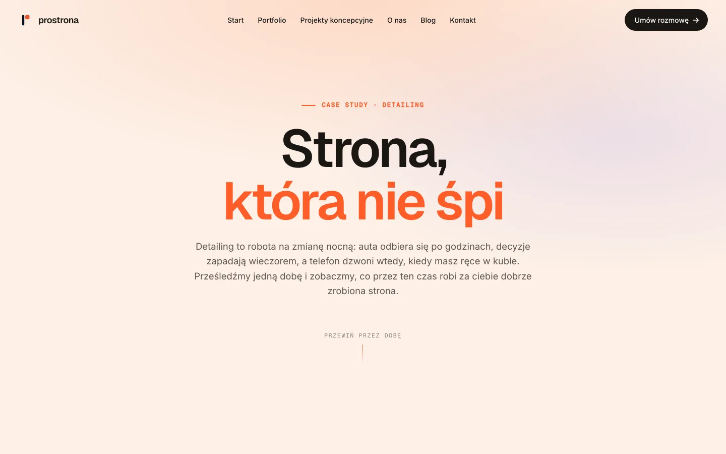Podgląd strony kampanii Strona, która nie śpi