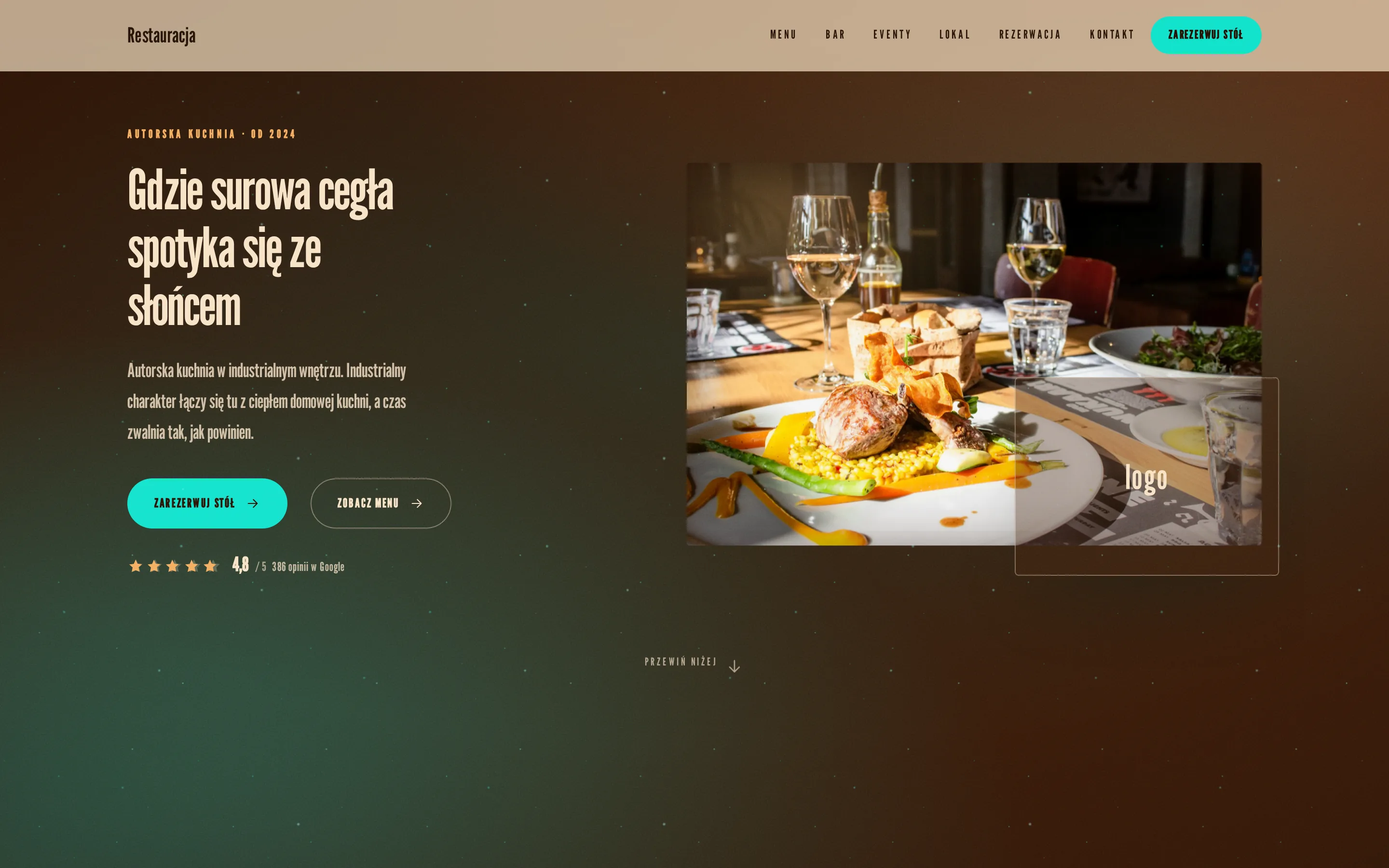 Zrzut ekranu strony Restauracja