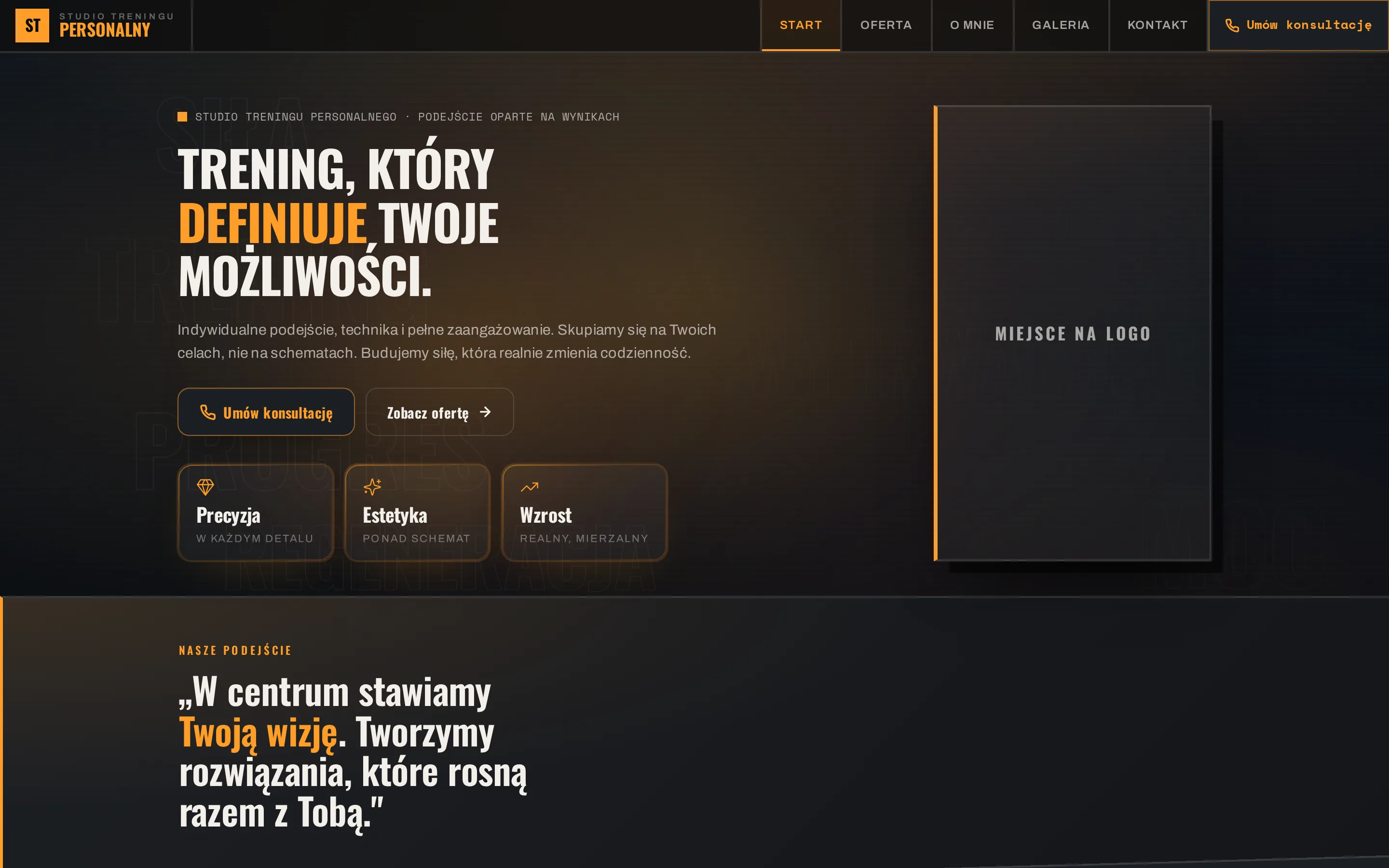 Zrzut ekranu strony Studio Treningu Personalnego