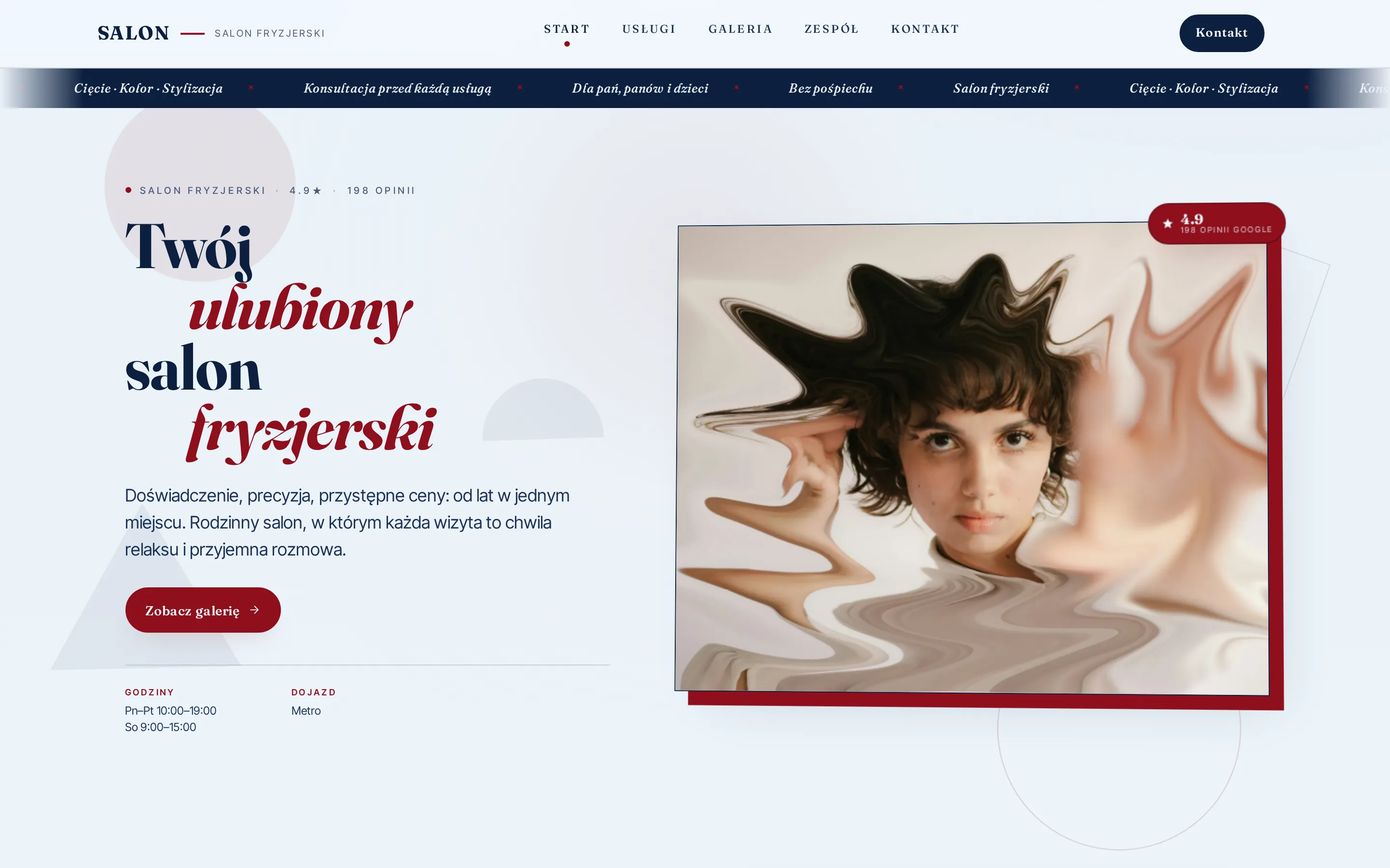 Zrzut ekranu strony Salon Fryzjerski
