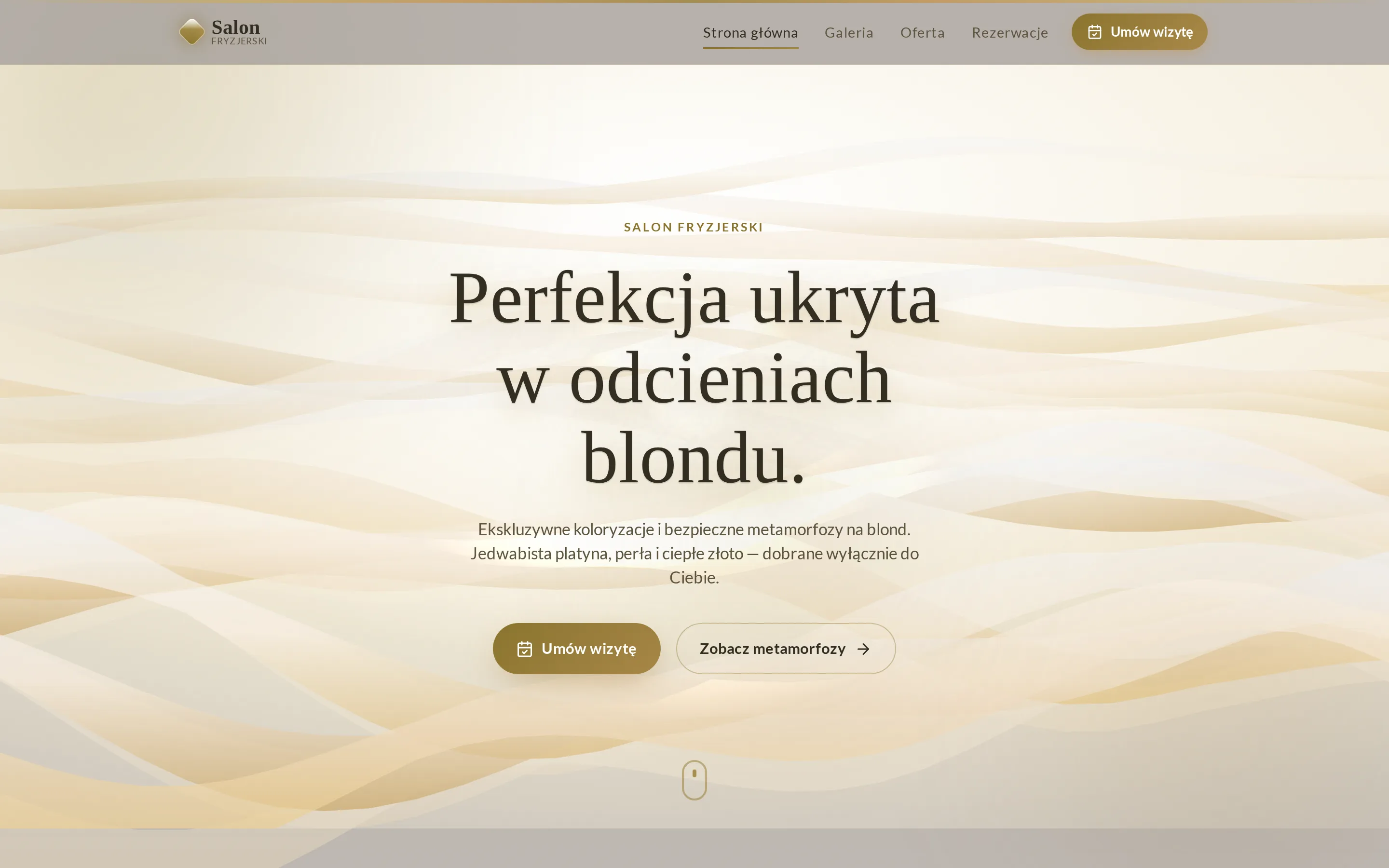 Zrzut ekranu strony Salon Fryzjerski