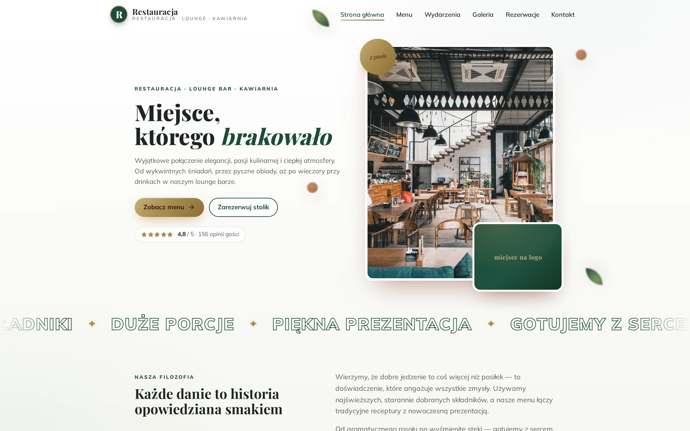 Zrzut ekranu strony Restauracja